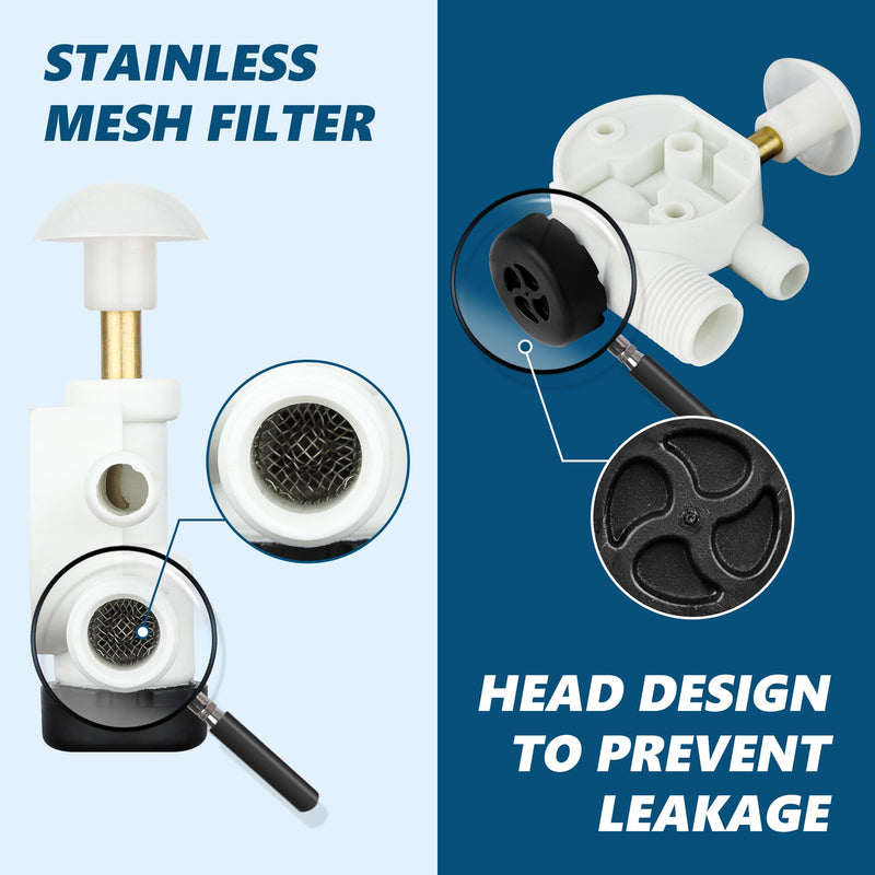 Funmit 385314349 RV Toilet Water Valve Kit Replacement for Pedal Flush Toilets for Camper, Trailer, Boat | Premium Performance in Prevention of Leakage | Increased Freeze Resistance