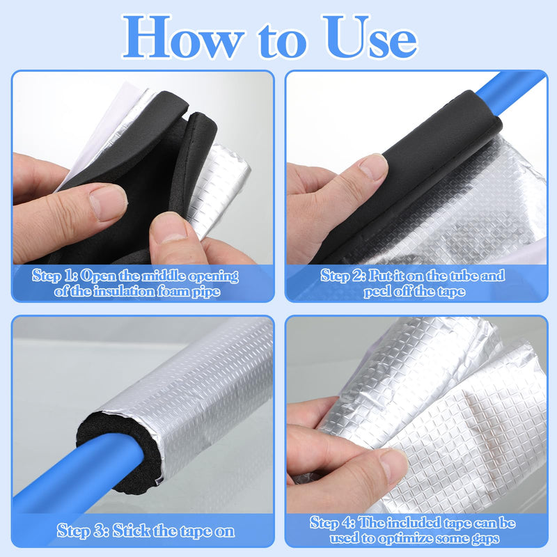 8 Pcs Pipe Insulation Foam Tube,Self Adhesive Pipe Wrap Foam Tube Antifreeze Heat Preservation for Winter Outside Pipes, Irrigation Pipe, Spigot, Water Heater Pipes (1.3 Ft x 0.6 in) 8 Pcs