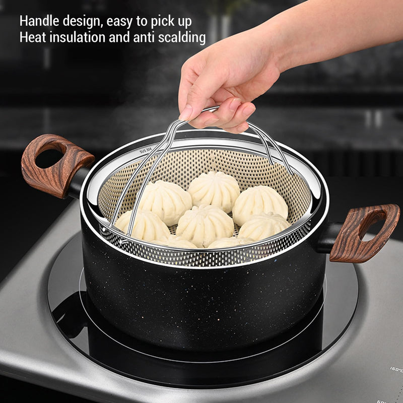 Stainless Steel Steamer Basket, Mini Sized Perforated Basket Steamer for Eggs and Small Vegetables, Compact Size Fits Most Pots, Oven and Dishwasher Safes (S) (M) M