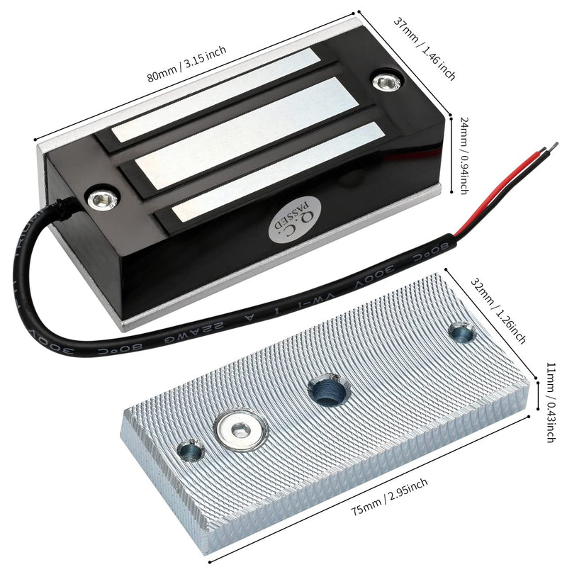 Electric Magnetic Door Lock 60KG / 130LBS Holding Force 12V NC Mode Single Access Control for Metal/Fire Proof/Wooden/Glass Doors