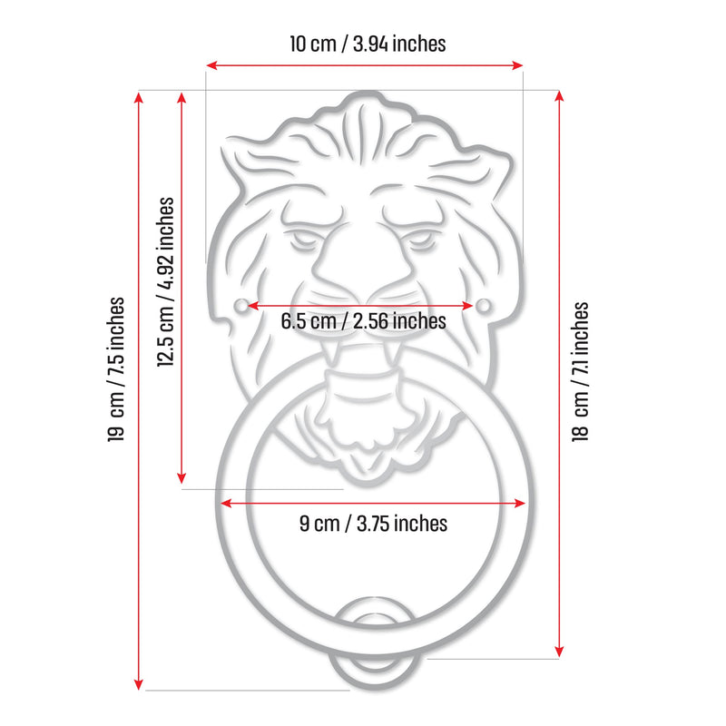 Regency Lions Head Door Knocker,Solid Brass,H:7 inch,Black,Oxide Finish