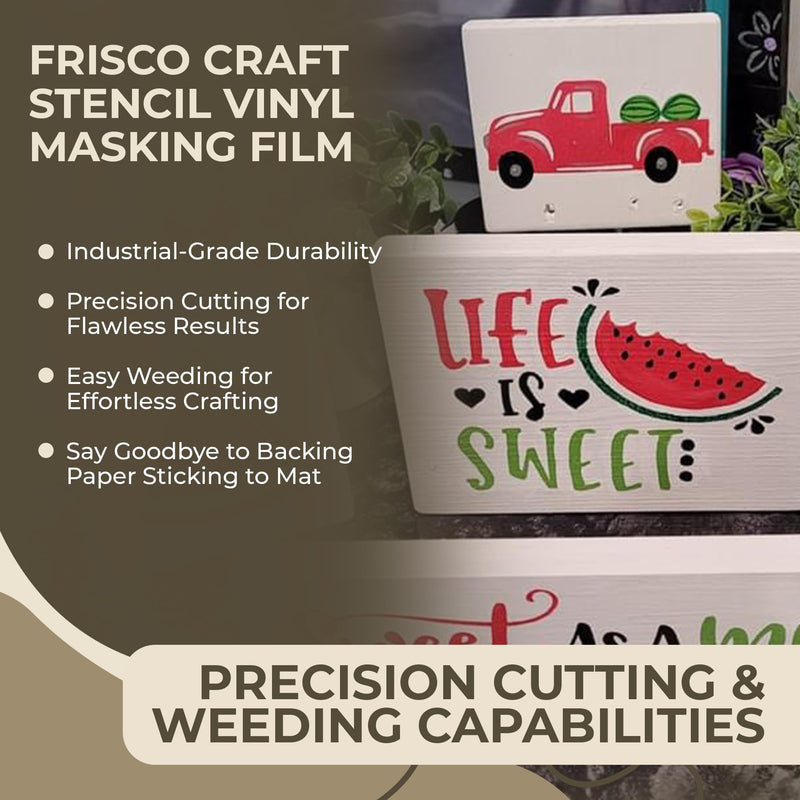 Frisco Craft Stencil Vinyl Masking Film - Compatible Stencil Vinyl for Cricut Machine, Silhouette, Cameo - Blue Removable Sheet - Easy to use, No Residue, Multi-Purpose (12” x 30ft) 12" x 30'