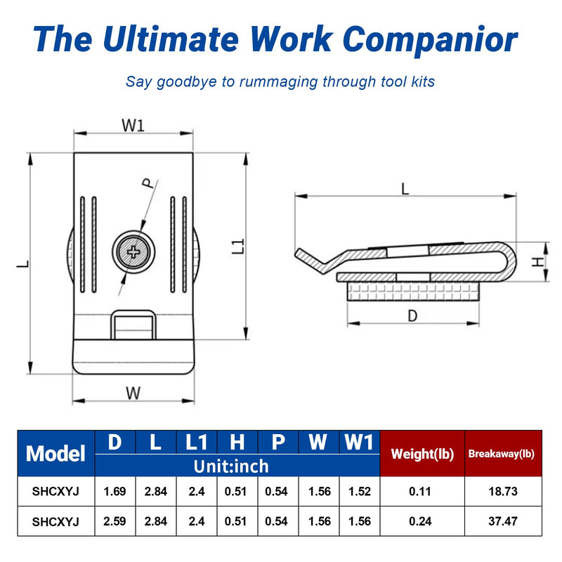DZ DUOZHAN Magnetic Tool Holder Belt Clip, Pocket Magnetic Screw Holder for Hammer Wrench Pliers Drill Bits Sockets, Magnetic Tool Box Belt Accessories Socket Organizer 2PACK,2.69IN