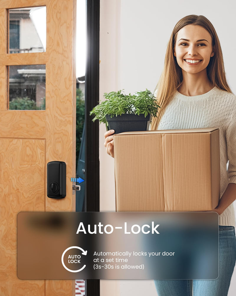 DESLOC A100F Keypad Fingerprint Door Lock, Keyless Entry Door Lock, Smart Lock Deadbolt for Front Door, Easy Installation, Emergency Power Port,12 Months Battery, IP54 Waterproof, 5 Keys No Handle