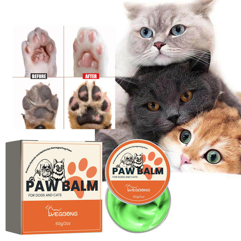 MCstars Natural Lick Safe Pet Paw Cream for Dogs & Cats, Oat Protein Aloe Vitamin E, Heal Dry Cracked Paws & Nose, All-Season Paw Protector, Non-Irritating Quick Absorb Pet Skin Care (2oz/60g) Paw Cream 60g-Orange