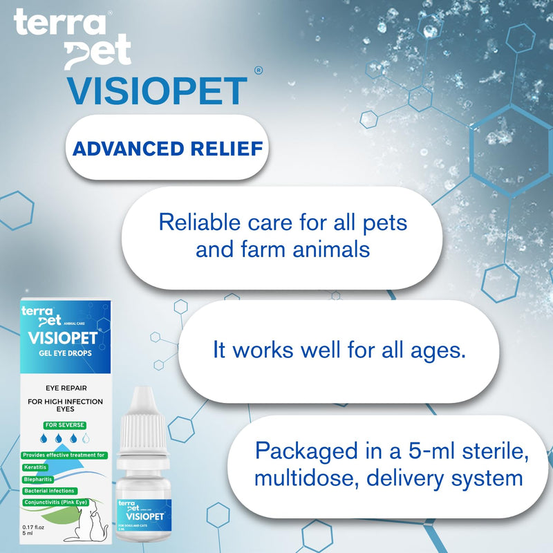 Visiopet Pet Eye Drops - Eye Drops for Dogs and Cats Vet-Recommended Dog Eye Infection Treatment to Soothe Infection Allergy,Relieve Dry Eyes Pink Eyes, Pet Tear Stain Cleaner 1/8 oz /5 ml