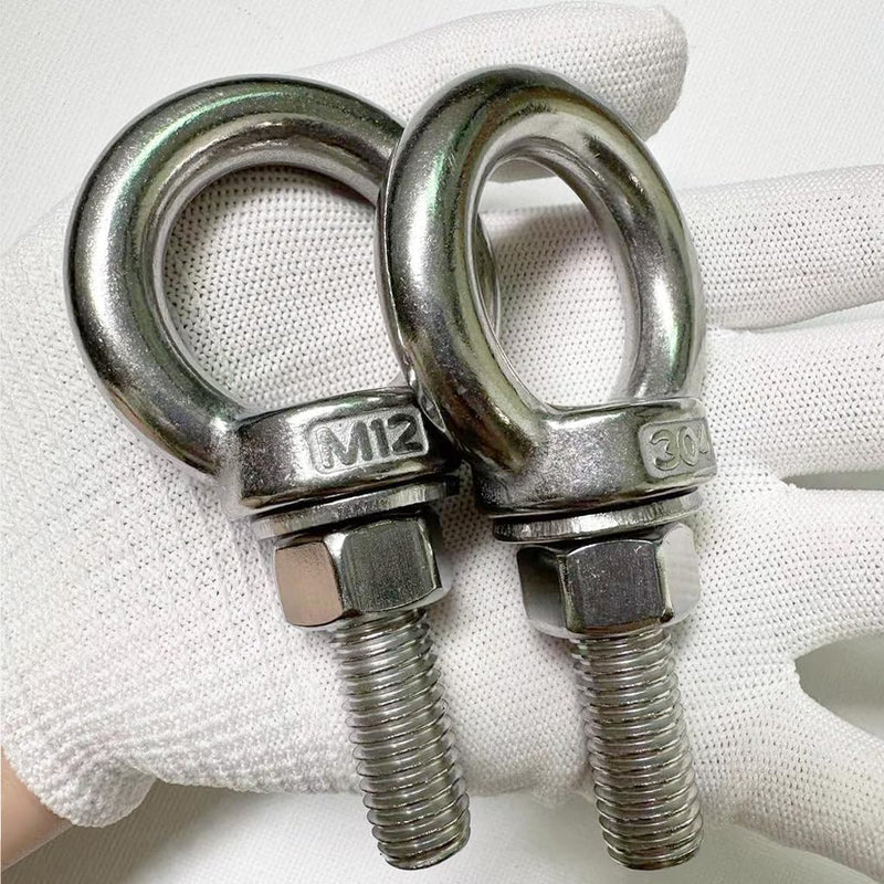 Heavy Duty Eye bolt, 2 PCS M12 304 Stainless Steel Eye Bolt Heavy Duty Lifting Ring 1.57" Threaded Eyebolt Shoulder Eye Bolts with Nuts and Flat Washers(Thread Length 40mm) m12x40(2pcs)