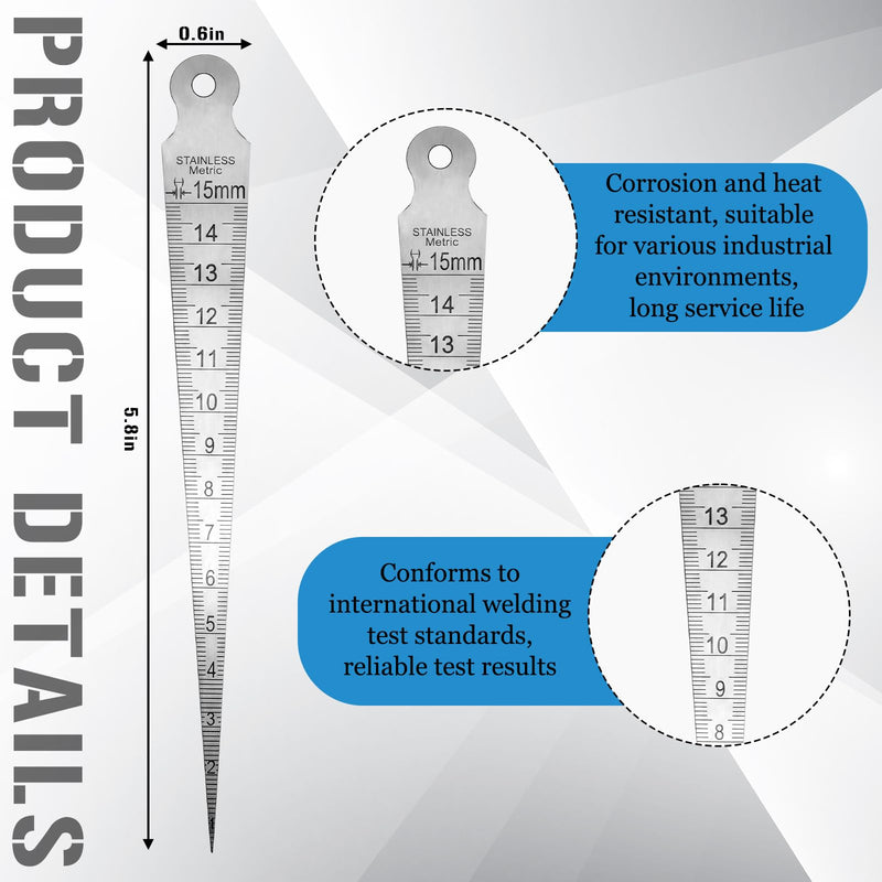 Sabary Stainless Steel Weld Gauge Set, Pipe Alignment Welding and 1-15mm Taper Gauge, Imperial Metric Measurement Tool for Welding Inspection Pipe Measurement