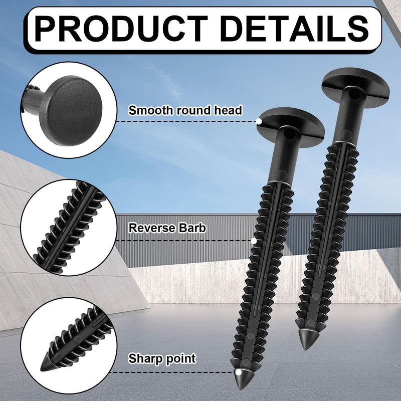 Blulu 36 Pcs 3 Inch Vinyl Shutter Fastener Window Shutters Panel Peg Lok Pin Pegs Screws Shutter Spikes Anchor, Black