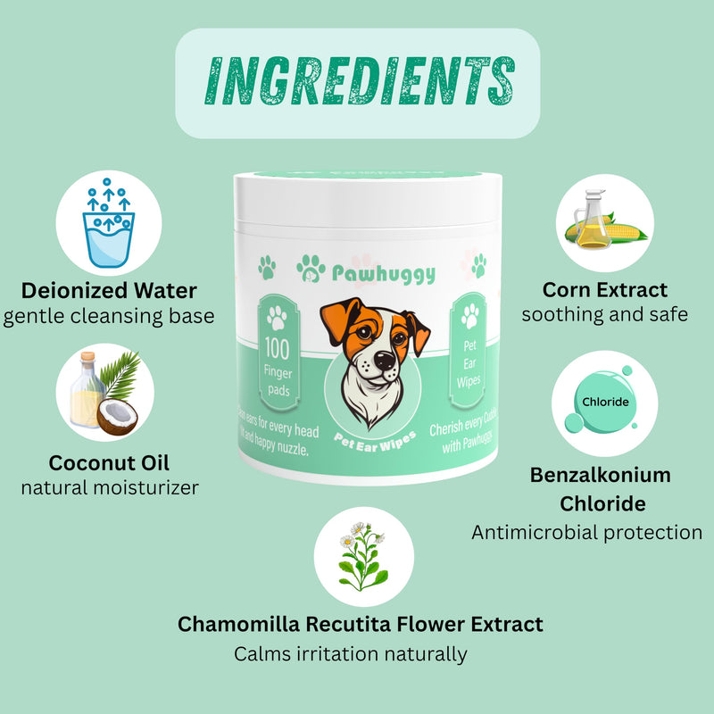 Pet Dental & Ear Cleaning Wipes Bundle for Dogs & Cats – 100 Finger Wipes Teeth Cleaning Toothpaste Alternative + Pet Ear Wipes for Dog Ear Infection Treatment, Wax Removal, Odor Control & Itch Relief