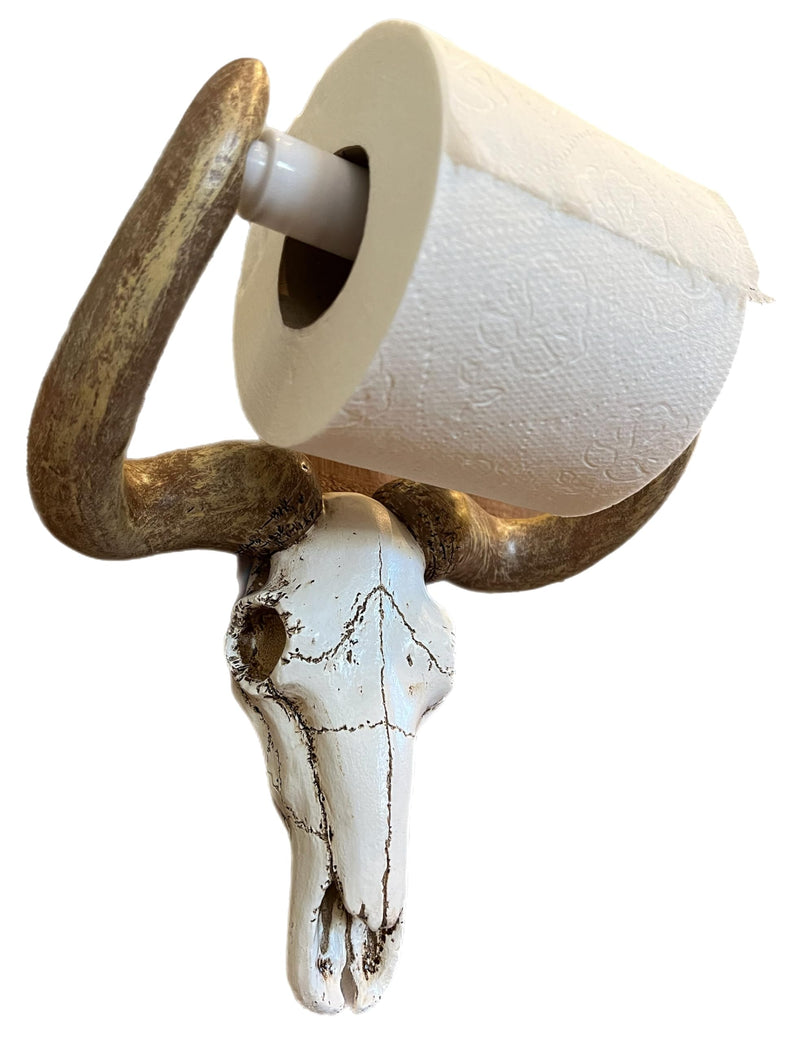 Bull/Cow Skull Wall Mount Toilet Paper Holder – Rustic Western Bathroom Décor
