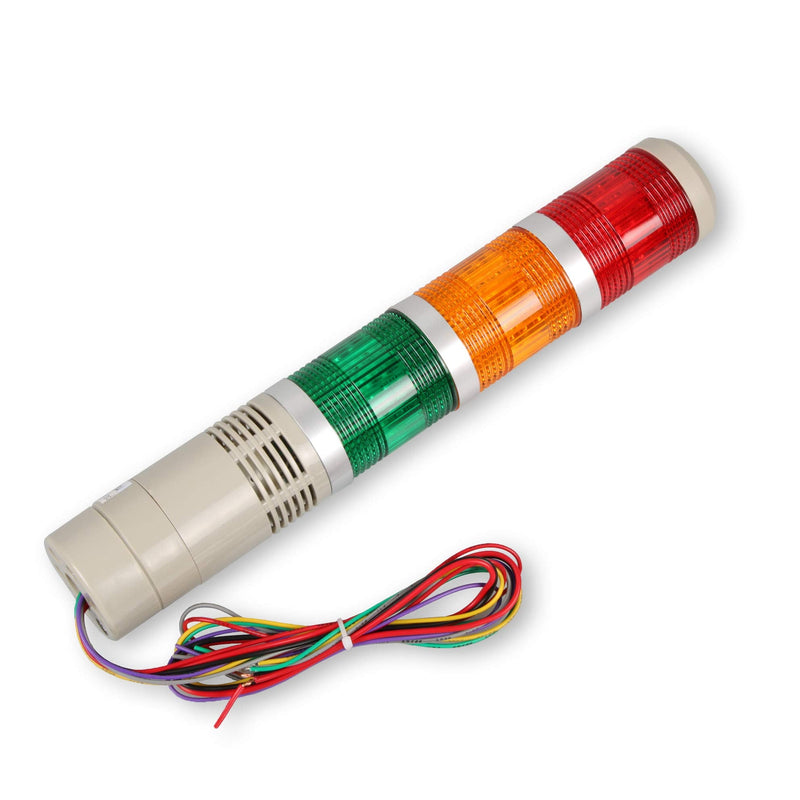 LUBAN Industrial Signal Light Tower, Column LED Alarm Tower Lamp Light Flash Indicator, 3-Layer Stack LED Warning Light for Safety (DC 12V/Steady ON Light) 12V without Buzzer