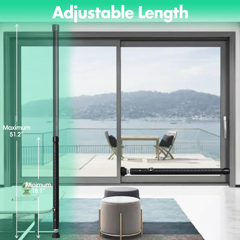 2pcs Sliding Door Security Bar, Adjustable Window Security Locks with Rubber Tips 17-50inch, Patio Door Security Lock Black for Home Apartment, Black 1.2m--2pcs