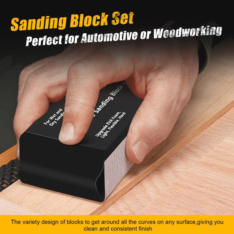 Sanding Block Kit 7 Piece - Flexible EVA Foam Wet or Dry Autobody Hand Sanding Blocks Kit for Automotive Car Wood Bodywork