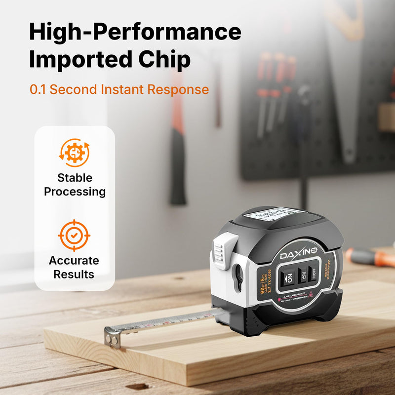 2 in 1 Digital Tape Measure - 196ft/60m Rechargeable Laser Tape Measure, 16ft/5m Physcial Measure | Distance, Area, Volume, Pythagorean Measurement I Data Storage (2 in 1 Tape Measure) 2 in 1 Digital Tape Measure