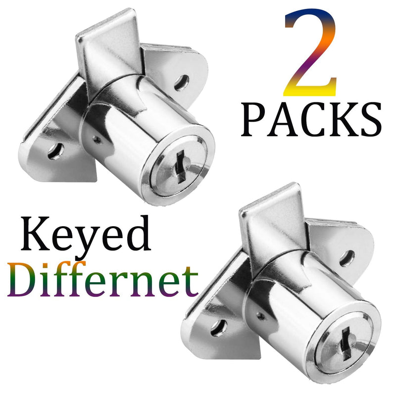 801 Office Furniture Desk Drawer Lock Cabinet Door Locker with 2 Keys 7/8 in. Outside Diameter (2 Packs, chome, keyed different2) 801 Keyed Different Chrome, 2PACK