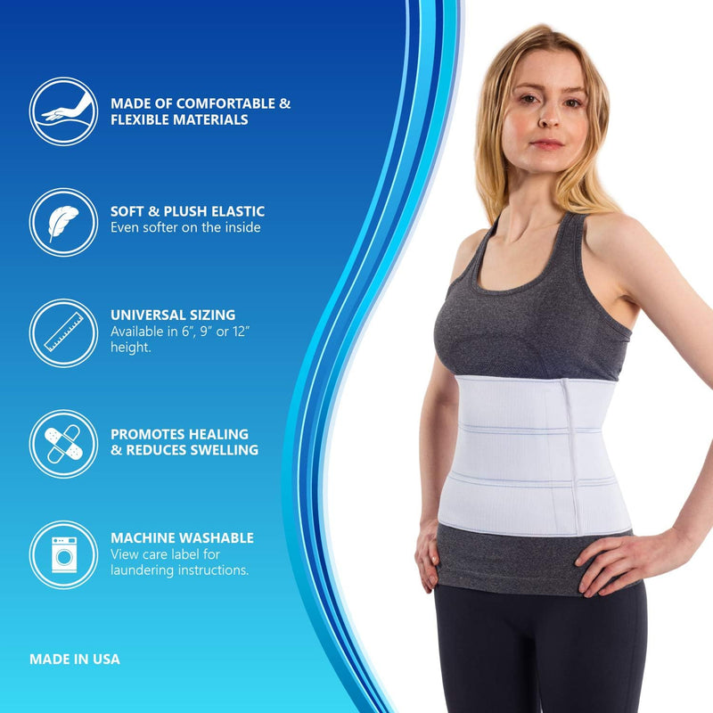 NYOrtho Abdominal Binder Lower Waist Support Belt - Compression Wrap for Men and Women MADE IN USA (30" - 45") 3 Panel - 9" 3 Panel - 9" High 30-45 Inch (Pack of 1)