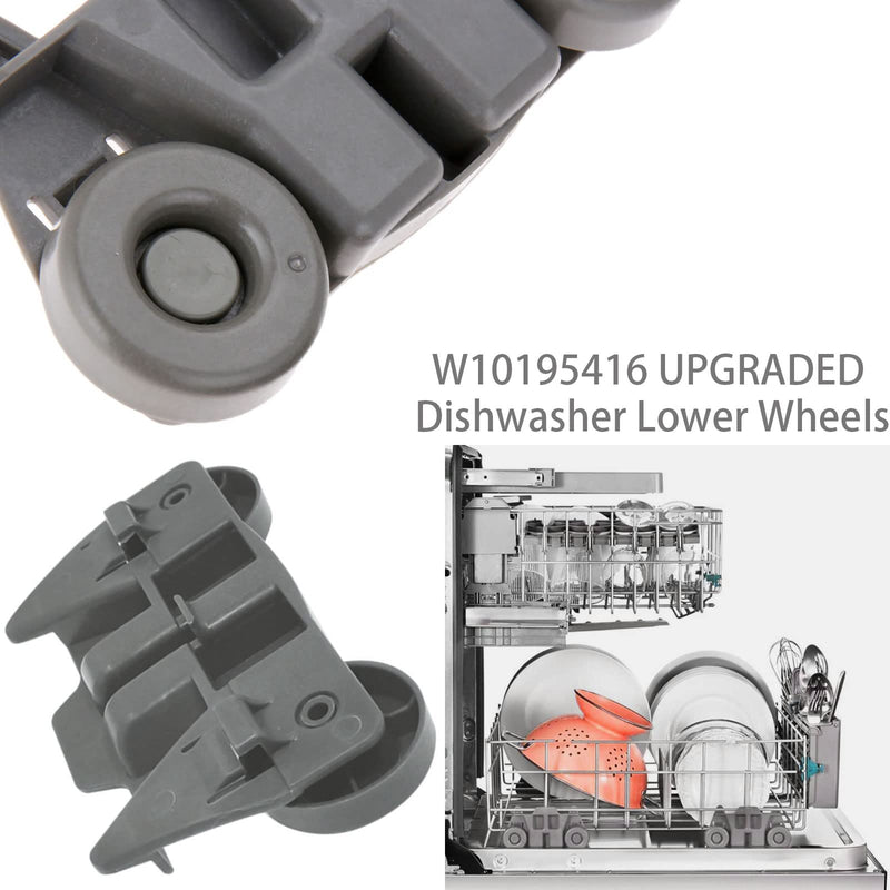W10195416 Dishwasher Wheels Lower Dish Rack Wheel Part Assembly,Replacement for Maytag/Kitchen Aid/kitchenaid/Whirlpool/Kenmore Dish Rack Replaces AP5983730 W10195416V,AP5983730,PS11722152,Pack of 4 W10195416