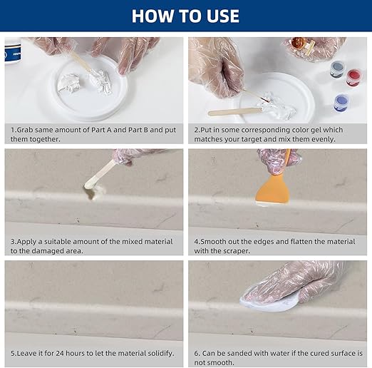 Marble and Granite Repair kit Porcelain Marble Stone and Quartz Countertops Repair kit for Chips Dents Cracks Holes Scratchs, Fix Chipped Edges Corners, Reattaches or rebuilds Missing Pieces - NewNest Australia