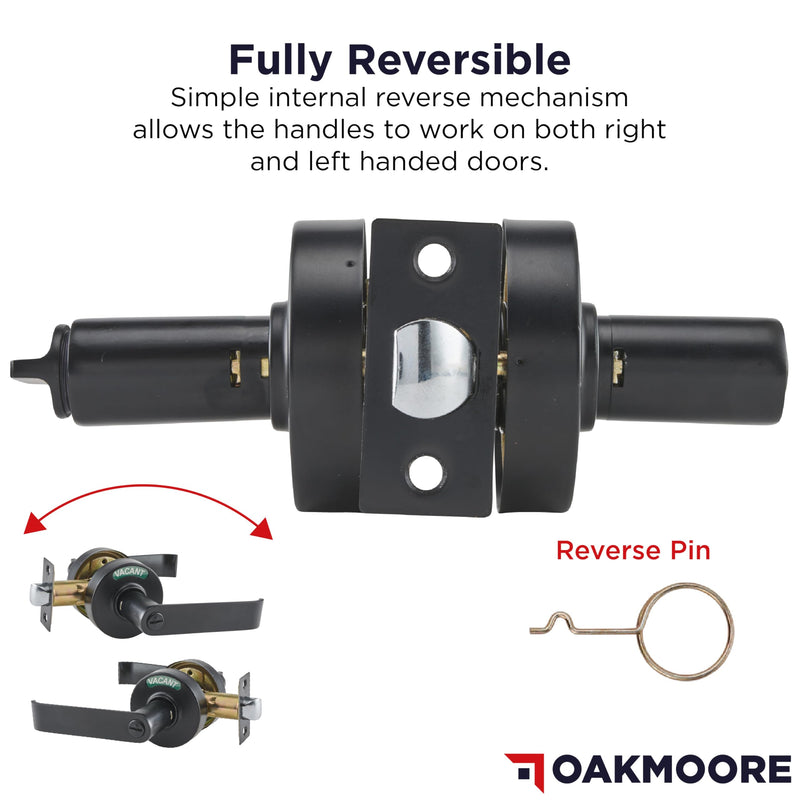 Commercial Door Handle Lock, Bathroom Locks for Home Doors, Vacant Occupied Bathroom Restroom Door Handles, Privacy Lock, Occupied Door Handle (Black) Black