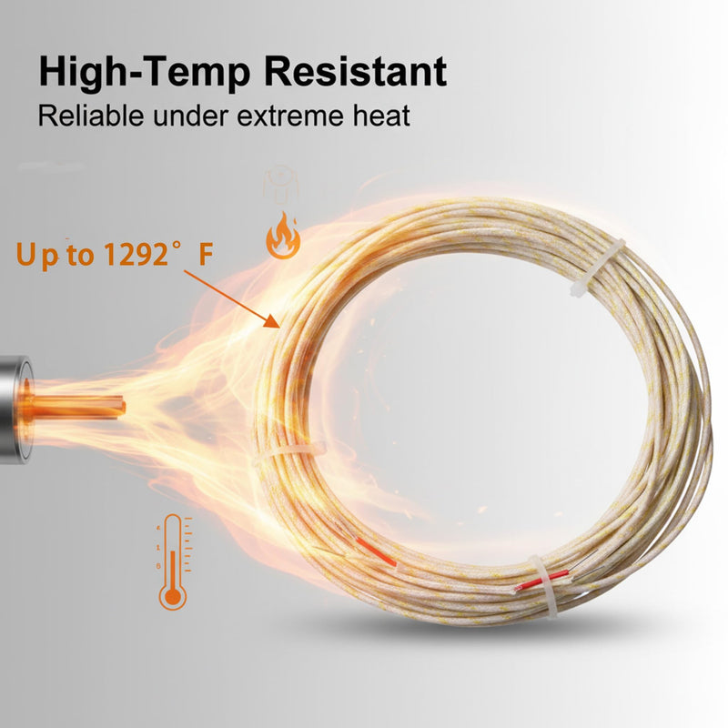 Professional-Grade Type K Thermocouple Wire, AWG 24, Fiberglass Insulated, 700°C High-Temperature Resistant, 10-Yard (9.1) 354 In
