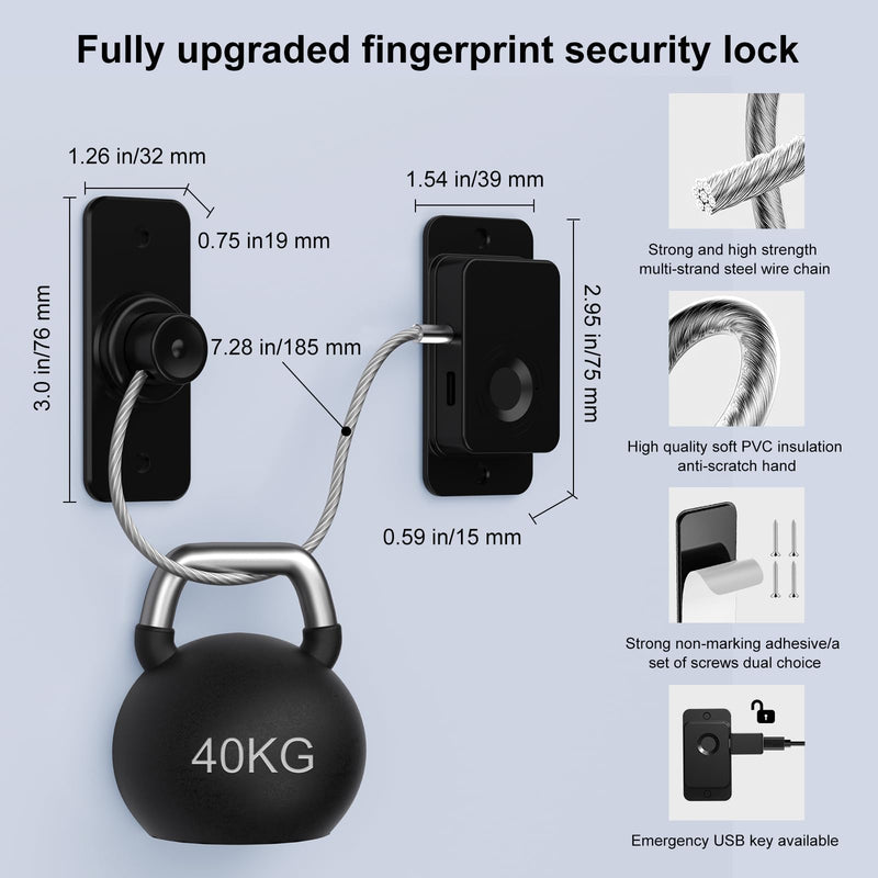 Fingerprint Fridge Lock - Child & Pet Proof Security for Drawers, Cabinets, Ovens, Toilet | Smart Biometric& USB Key | Easy Install | Quick Unlock (Black, 1 Pcs) Black