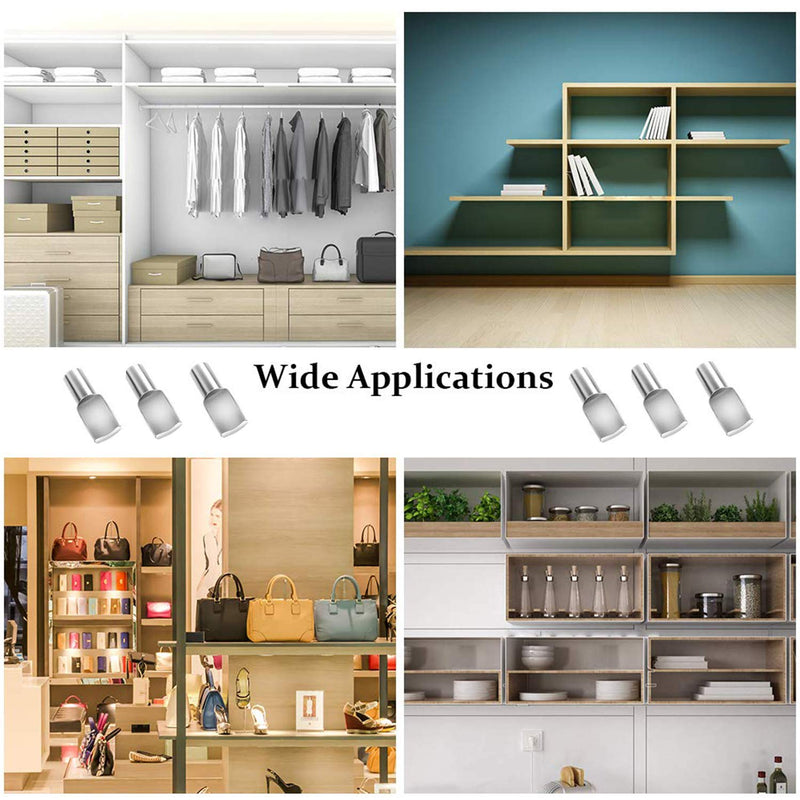 5mm Shelf Support Shelf Pins Kit 60Pcs Nickel Plated Spoon Shape Cabinet Furniture Shelf Support Pegs Perfect for Shelf Holes on Cabinets, Entertainment Centers.
