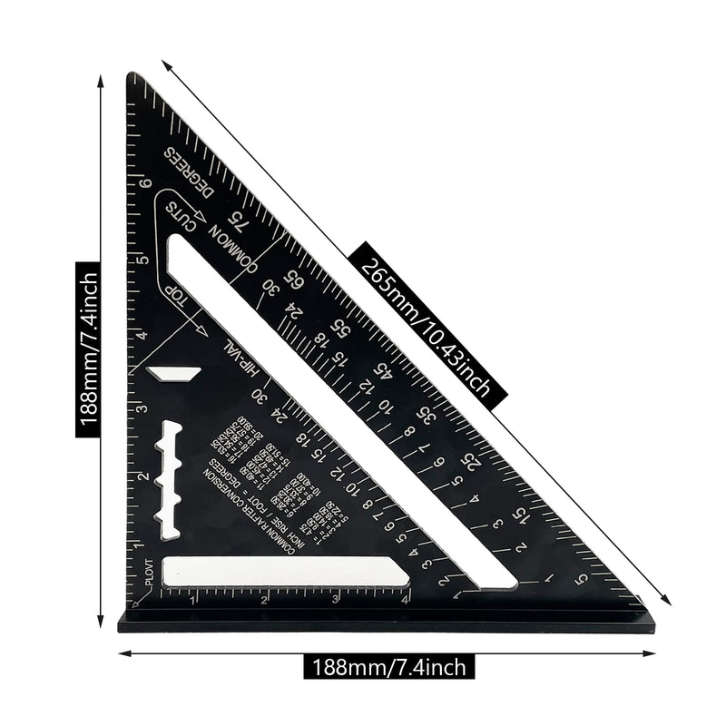 7 inch Rafter Square Aluminum Alloy Double Scale Triangle Ruler Angle Ruler Carpenter Triangle Square Rafter Tool Mensurement Tool for Woodworking and Carpentry 7 inch