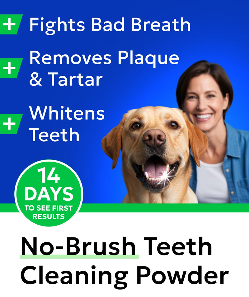 Bark&Spark Dog Teeth Cleaning Powder & Breath Freshener, Dental Powder Cleaner for Bright Teeth - Plaque and Bad Breath Advanced Remover for Dogs, Pet Oral Care Bright Co Lab Pro Formula - 90 Servings 90 Count Powder
