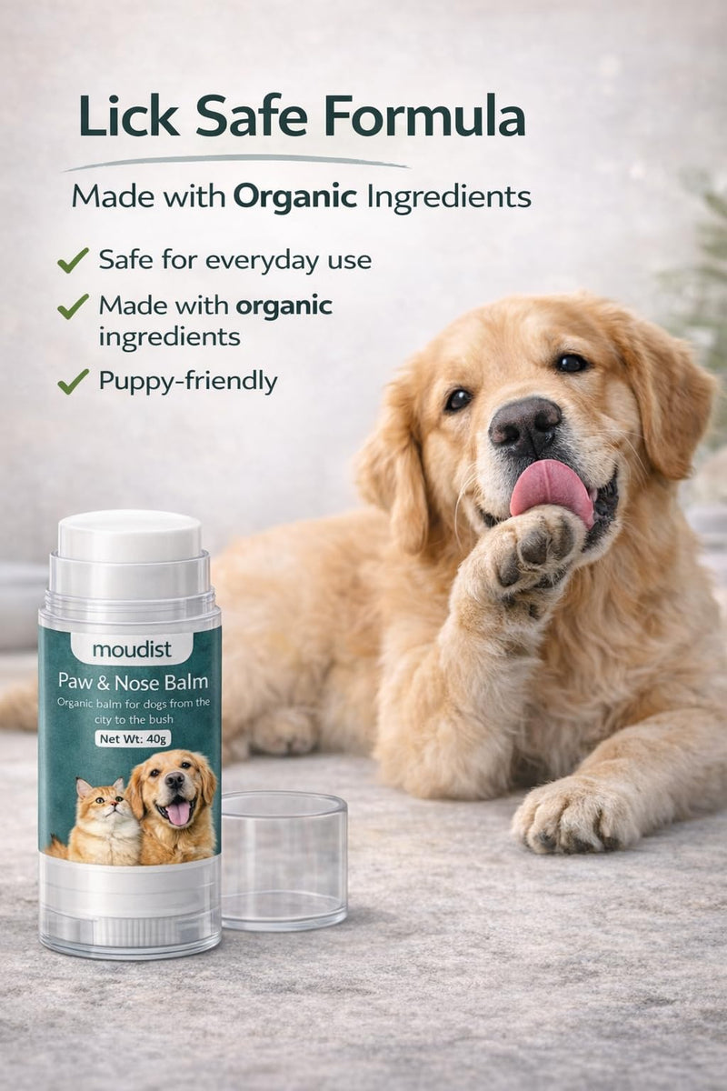 Dog Paw Balm Stick for Dry Cracked Paws – Moisturizing Paw & Nose Balm for Dogs & Cats – Paw Protector for Hot Pavement & Winter Walks, Non-Greasy Formula (40g)