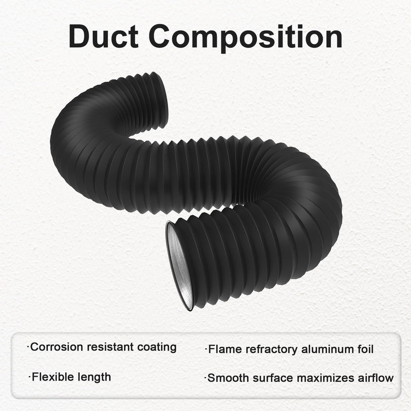 Dryer Vent Hose Flexible 4 Inch 8 Feet PVC Aluminum Foil Ducting Insulated Dryer Vent Hose for HVAC Ventilation with 2 Clamps (4in 8ft) 4in 8ft