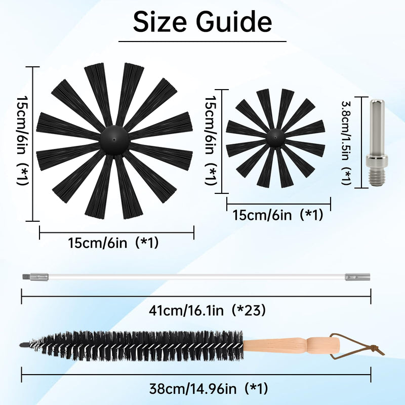 30 Feet Dryer Vent Cleaner Kit, Duct Cleaning Brush with 23 PP Rods and 4-Inch and 6-Inch Dryer Vent Brush, Dryer Cleaning Kit Suitable for Dryer Duct Cleaning Kit for Chimneys, Pipes,Dryers,Crevices