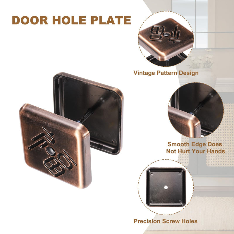 PATIKIL Door Hole Cover Plate, 1-3/16 Inch Zinc Alloy Square Deadbolt Knobs Fixing Cover Fits Doors 1-3/16" to 4-3/4" Thick for Hole Filling Decoration, Bronze