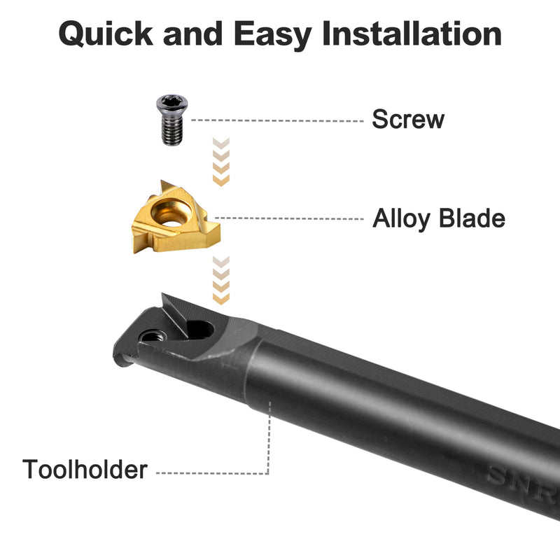 Metal Lathe Cutting Tools - 1/2" and 5/8" Threading Tool Holder Boring Bars with 10pcs Indexable Carbide Inserts 16IR 16ER for Turning Threading Boring Lathe Cutting 1/2" 5/8" Turning Holder + 10PCS Carbide Inserts
