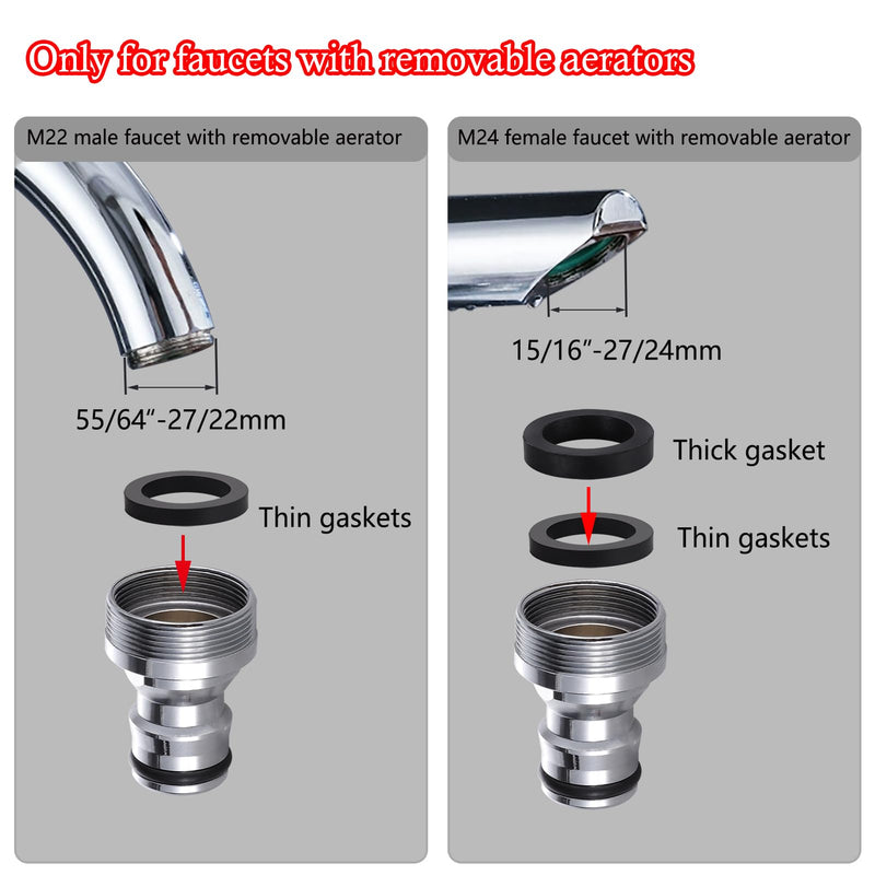 Kitchen Sink Faucet Quick Connector, Sink Faucet to Garden Hose Adapter, Dishwasher/Washer Snap Coupling Adapter, Faucet to Hose Adapter for Kitchen/Bathroom/Shower Hose faucet adapter-B