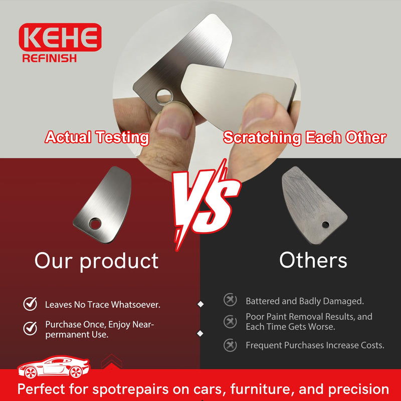 Automobile Spray Paint Point Repair Scraper with Removable Handle,Carbide Tungsten Repair Scraper Tool Paint File for Edge Banding, Denibbing, and Spot Repair Double-hole+handle+box+sandpaper