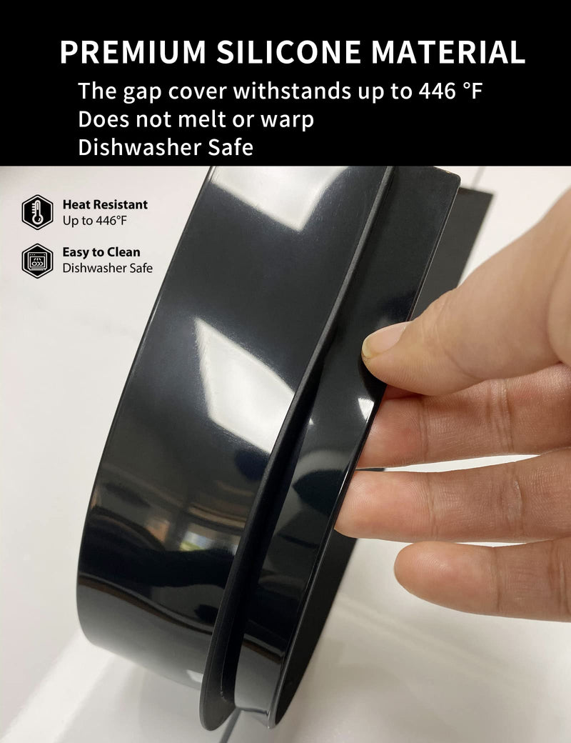 25 inch Black Stove Gap Covers (2 Pack), Silicone Gap Filler for Stove and Counter, Oven Edge Side Gap Guards, Kitchen Range Crumb Catcher Strips between Stovetop and Countertop 25 inch Black