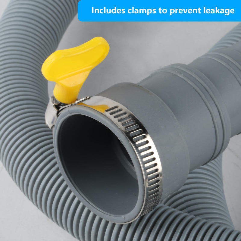 2 M/6.56 ft Washing Machine Drain Hose Extension,Universal Dishwasher Drain Hose Extension Kit,Flexible Hose for for Washer Dishwasher Dehumidifier Drain Hose, with 2 Hose Clamps,1U Hose Holder