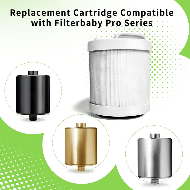 2-Pcs Replacement Shower Cartridge Compatible with Filterbaby Pro Series | Activated Carbon Fiber Refill, Reduces Chlorine, Chloramine & Heavy Metals 2-Pcs