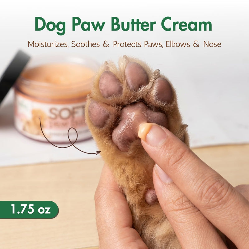 BASIL Dog Paw & Nose Balm Butter Cream with Almond Oil - Moisturizing Balm for Dry, Cracked Paws & Elbows | Gentle Care for Dogs & Puppies (50g / 1.75 oz)