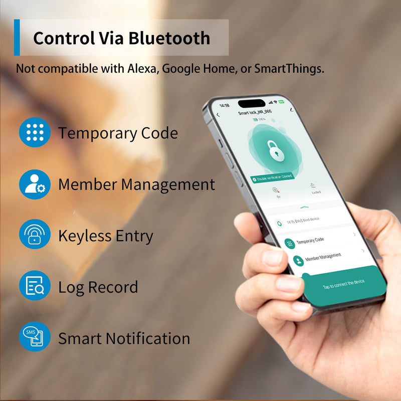 EIYSIE Fingerprint Door Lock, Smart Door Knob with Keypad, Keyless Entry Door Lock Handle, Biometric Door Knob with App Control for Bedroom Home Office Apartment