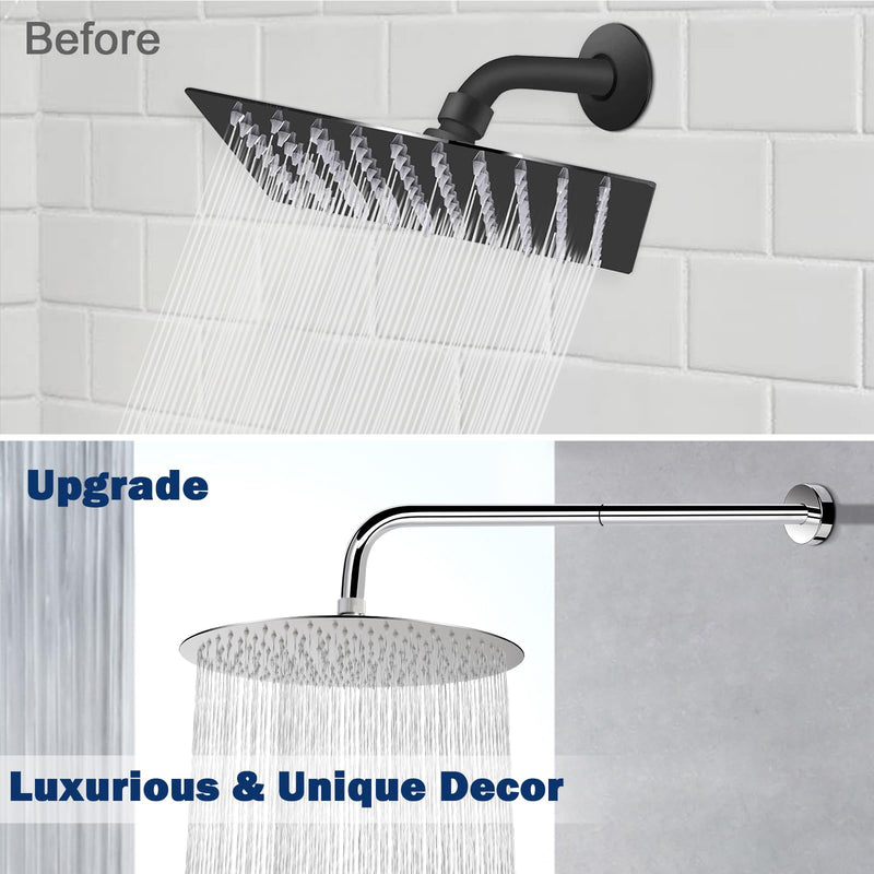NearMoon Shower Arm, Extra Fixed Arm with Flange, Stainless Steel Wall-Mounted ShowerHead Arm (20 Inch, Chrome Finish) 20 Inch