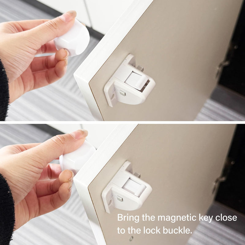 24 Pack Magnetic Cabinet Locks Baby Proofing - Child Safety Cabinet Latch Locks with Adhesive, No Drill or Tools Installation, for Cabinets Drawers Doors 24