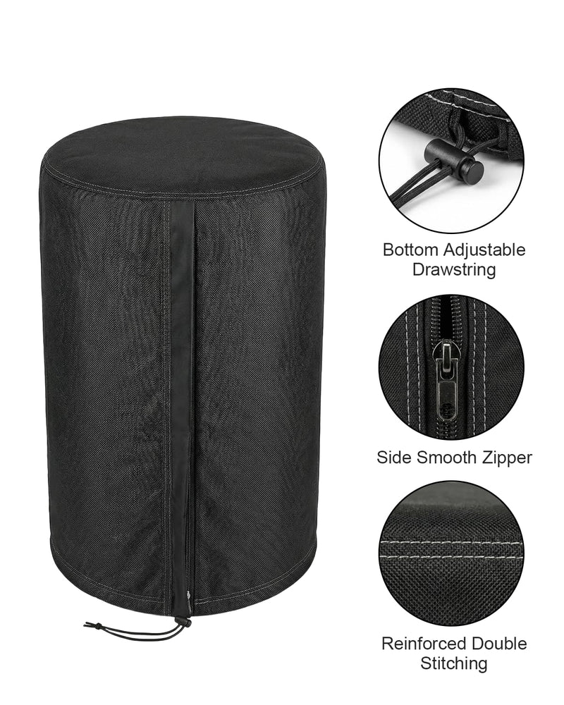 Deosk 18.5"X33" Cover For Water Softener Salt Brine Tank, Outdoor Waterproof Home Water Softener Storage Covers-Round Salt Brine Tank Protective Cover With Zipper And Adjustable Drawstring(Black) Black 18.5"X33"