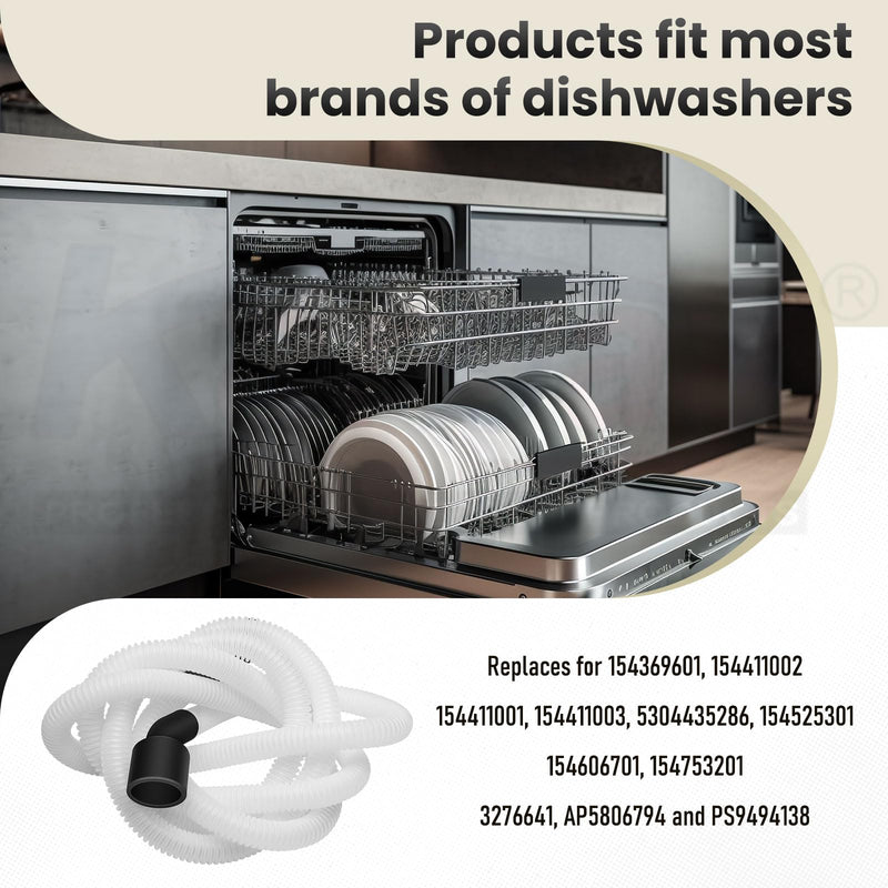 807117001 Dishwasher Drain Hose Compatible with Frigidaire & Electrolux Dishwashers, Replaces AP5806794 PS9494138
