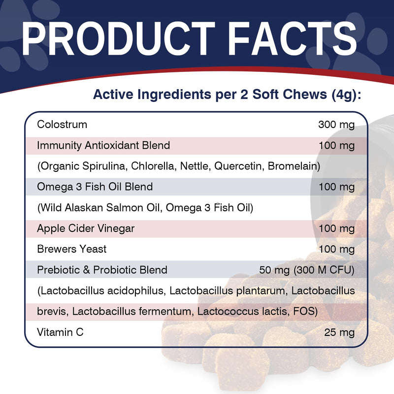 Dog Allergy Chews 200 Soft Treats, for Dogs Seasonal Allergy Relief - Dog Licking Paws Treatment - Anti Itchy Skin- Immune Bites - Probiotic Chew Supplement for Dogs Allergies and Itching Support