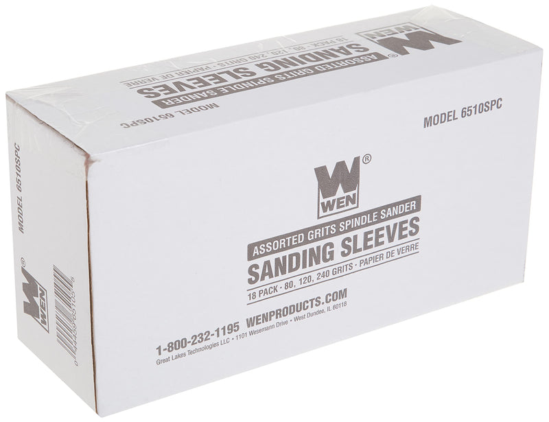 WEN 6510SPC Assorted Grits Spindle Sanding Sleeves (18 Pack) Combo Pack