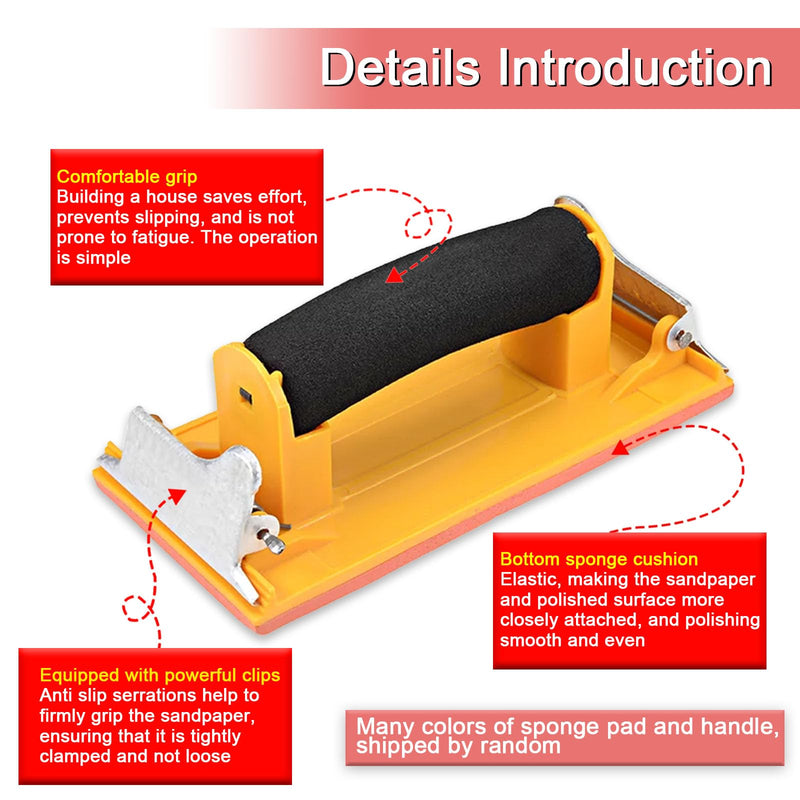 Hand Sander, Sandpaper Holder with Sponge Handle, 7 x 3.5 inch Manual Hand Sanding Block for Drywall Wood Metal Furniture Polishing, 1 Pack
