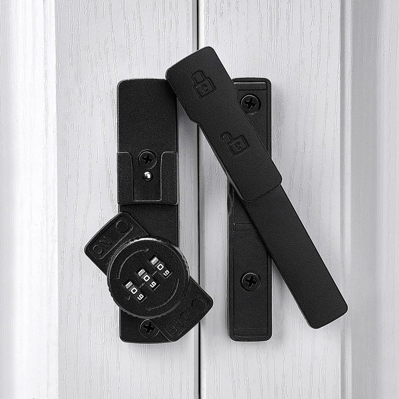 Matte Black 180 Degree Barn Door Lock,Mechanical Password Lock,3 Digit Password Keyless,Flip Latch with Combination,Protect Privacy,for Barn Door,Cabinets,Windows,Garden,Bathroom Matte Black_180 Degree 1