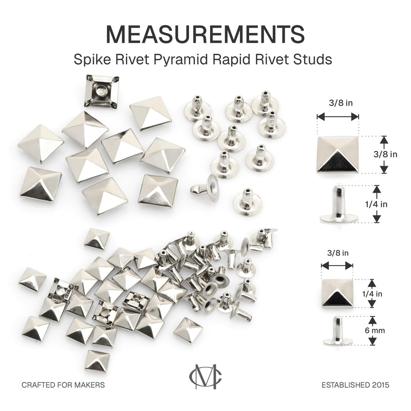 CRAFTMEMORE 100pcs Spike Rivet Pyramid Rapid Rivet Studs Glam Rock Biker Nailheads Leathercraft Decorations (7 MM, Silver) 7 MM